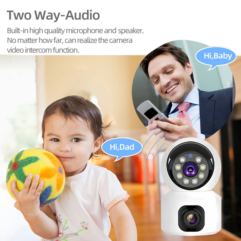 HD Mini Camera Wifi Wireless Dual Lens 8MP IP Cameras Smart Night Vision CCTV Security V380 Pro PTZ Camara Indoor Baby Monitor