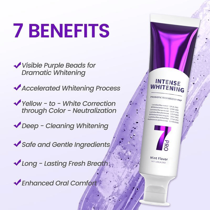 🦷 New 7-Pro Intensive Toothpaste | Upgraded Purple Formula with 7 Probiotics 💜