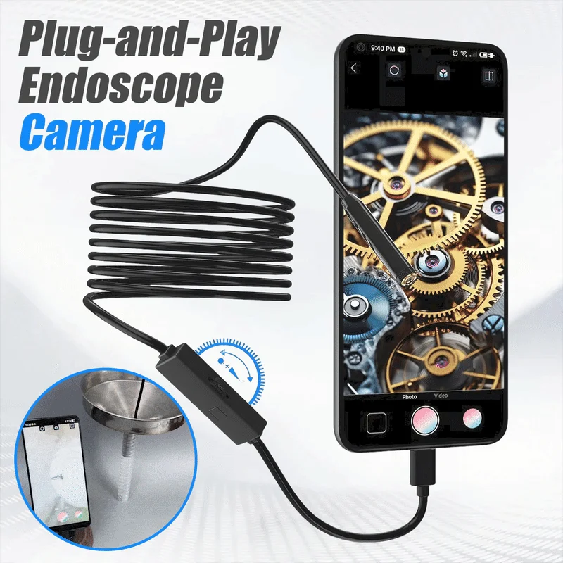 🔎 Plug-and-Play Endoscope Camera - Compatible with Android & iPhone & ipad for Direct Connection