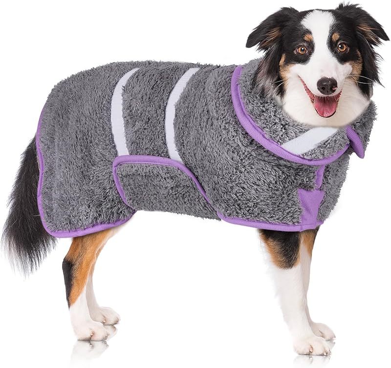 Dog Bathrobe Super Absorbent Dog Towels Large Quick Drying Robes for After Bath Soft Adjustable Warm Keeping Dogs Towel(S-XXL)