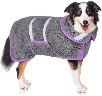Dog Bathrobe Super Absorbent Dog Towels Large Quick Drying Robes for After Bath Soft Adjustable Warm Keeping Dogs Towel(S-XXL)