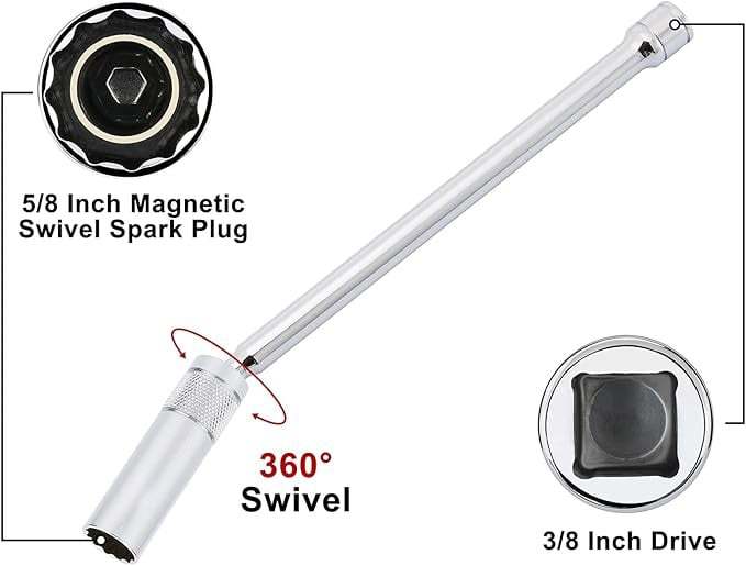 🔥Hot Sale 49% OFF🔥 6PCS 3/8-Inch Drive Magnetic Swivel Spark Plug Socket Set