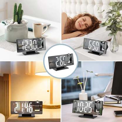 🌟3D Projection Alarm Clock Makeup LED Mirror