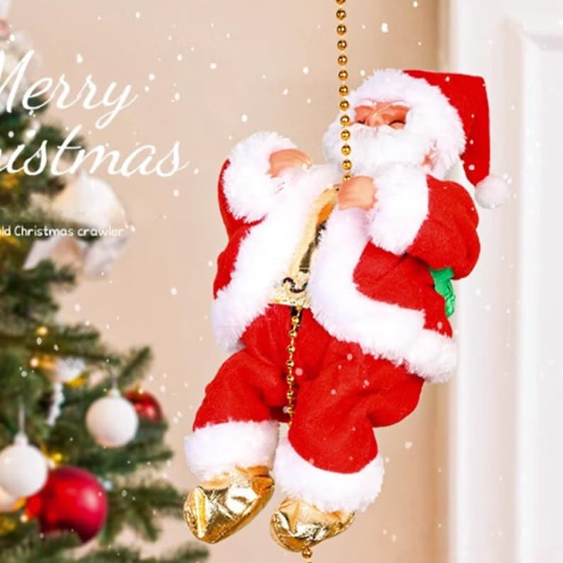 🔥Last Day 40% Off | Climbing Santa Motorized Christmas Toy | With Music and Movement | Holiday Gift Decor