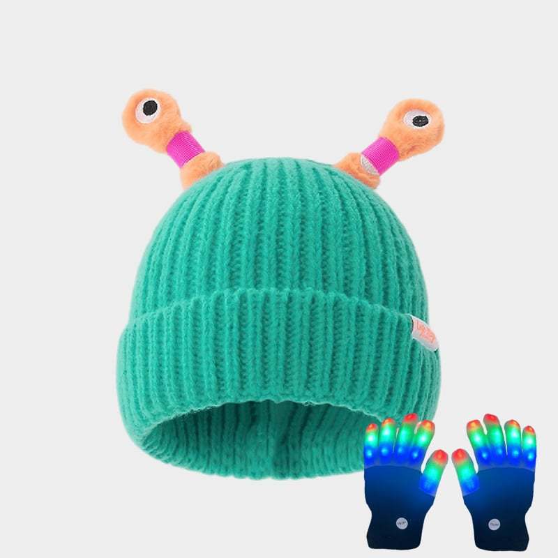 🔥Winter Parent-Child Cute Glowing Little Monster Knit Hat