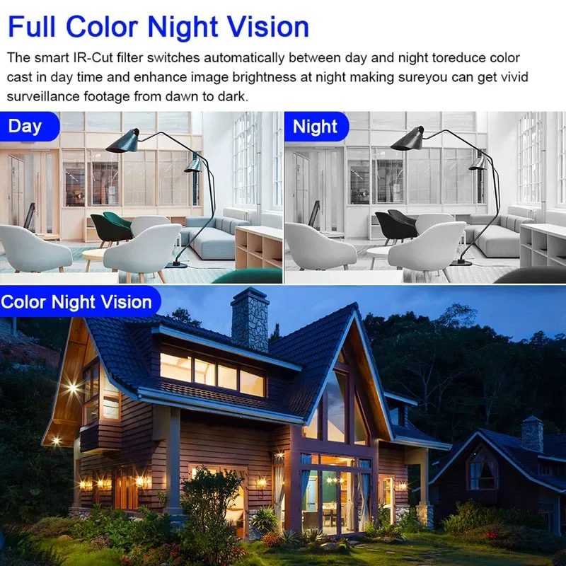 HD Mini Camera Wifi Wireless Dual Lens 8MP IP Cameras Smart Night Vision CCTV Security V380 Pro PTZ Camara Indoor Baby Monitor