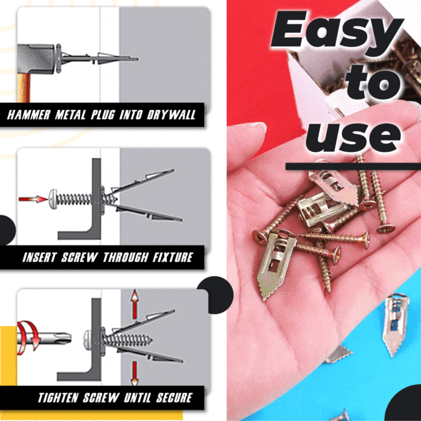 👍 Drywall Anchors and Screws Kit – Heavy Duty Drilling Wall