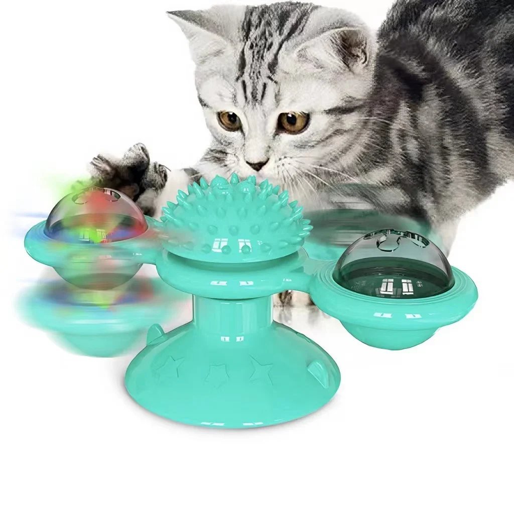 🔥 Interactive Windmill Cat Toys with Catnip (include Glowing Ball)