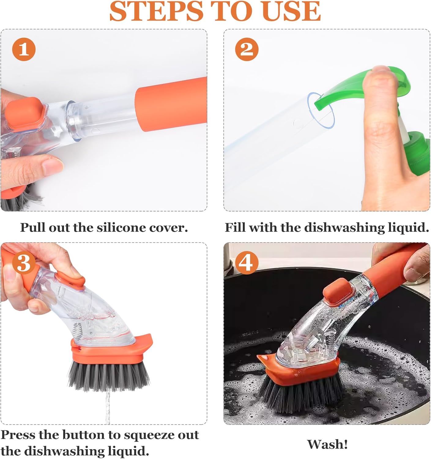 🔥 Dish Brushes with Soap Dispenser with Handle-Kitchen Scrubber Brushed - Buy 2 Get 1 Free
