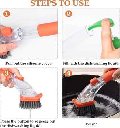 🔥 Dish Brushes with Soap Dispenser with Handle-Kitchen Scrubber Brushed - Buy 2 Get 1 Free