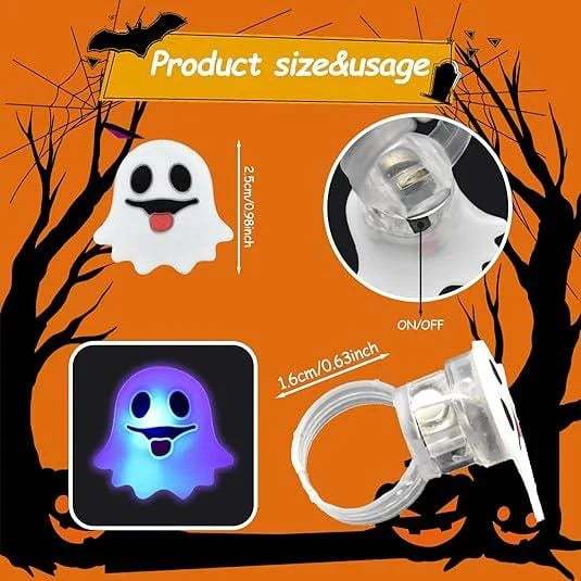 💍 Halloween Hot Sale Promotion 49% OFF🔥 Halloween 50Pcs LED glowing ring(Featuring 18 creepy-cute shapes)