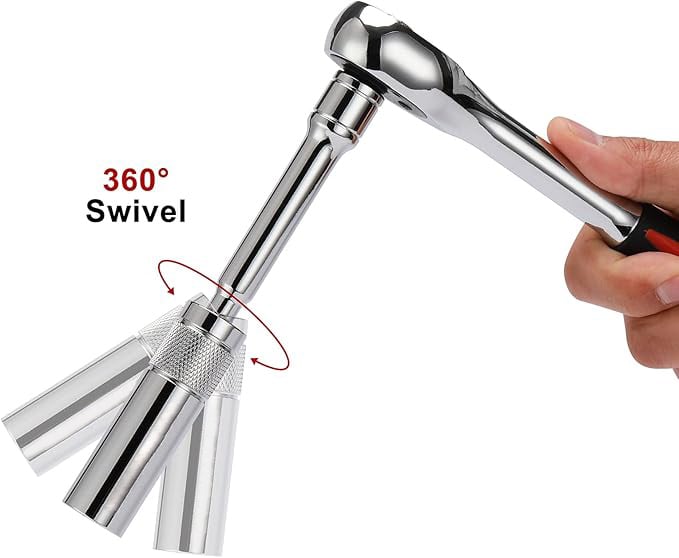 🔥Hot Sale 49% OFF🔥 6PCS 3/8-Inch Drive Magnetic Swivel Spark Plug Socket Set