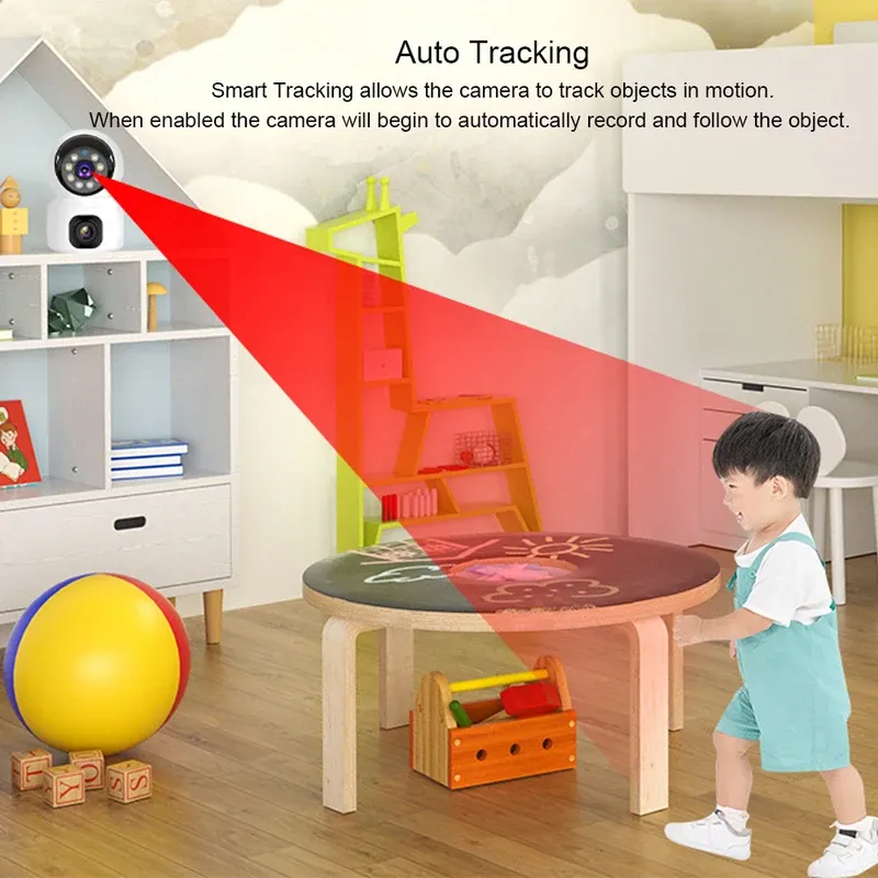 HD Mini Camera Wifi Wireless Dual Lens 8MP IP Cameras Smart Night Vision CCTV Security V380 Pro PTZ Camara Indoor Baby Monitor