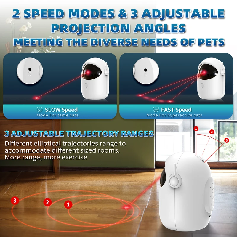 Automatic Laser Cat Toy Rechargeable Auto-rotation Laser Light Interactive Cat Toys Pet Tease Device Dog Toy Fast and Slow Mode