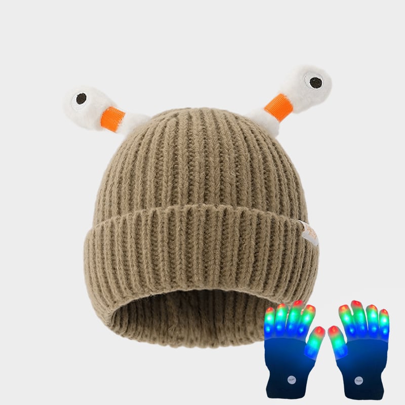 🔥Winter Parent-Child Cute Glowing Little Monster Knit Hat