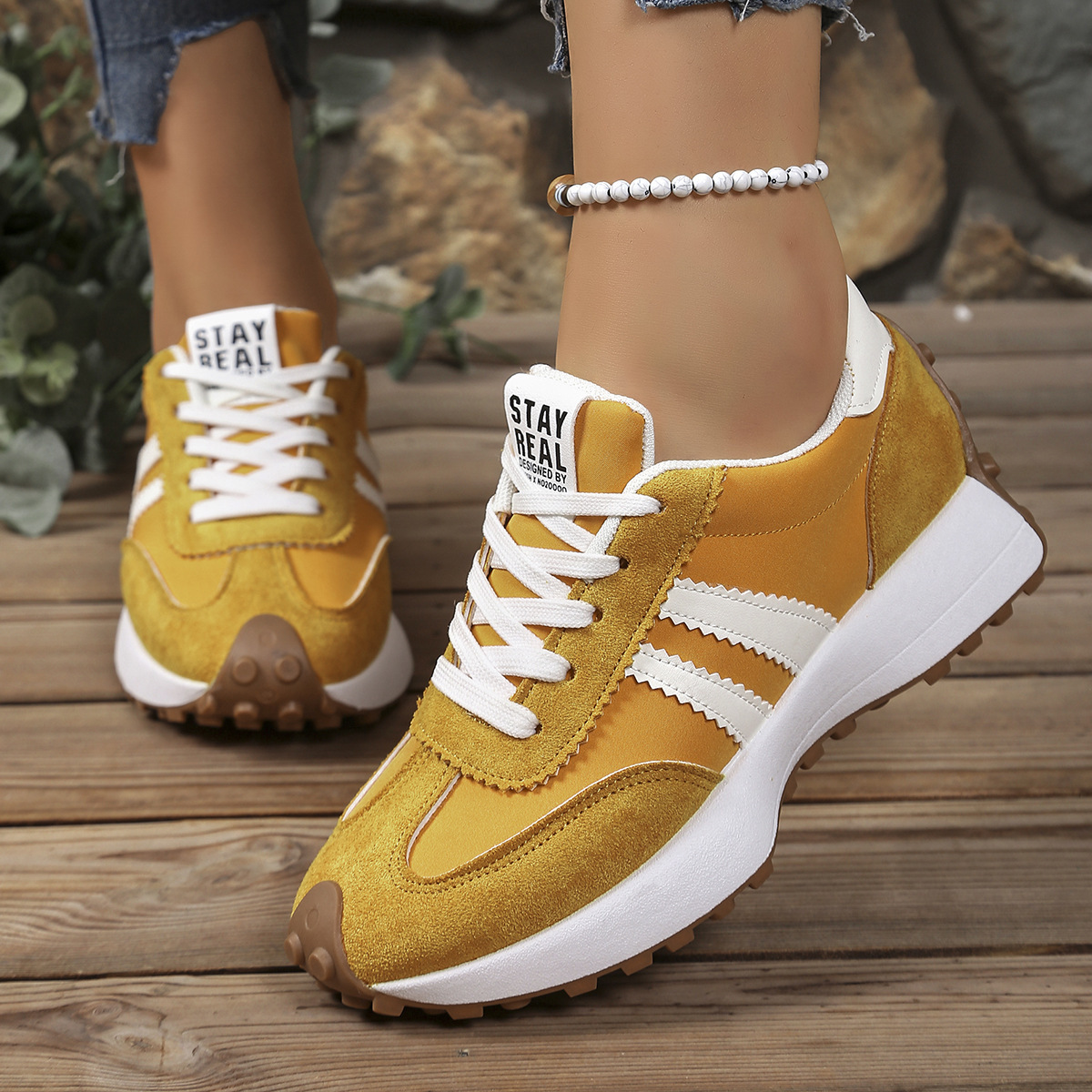 Stay Real Retro Platform Sneakers – Comfy Suede Chunky Sole Casual Shoes (Multiple Colors)