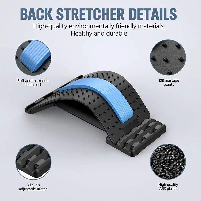 Back Stretcher Lower Pain Relief Device 3 Level Back Cracker Massager Lumbar Support Spine Board for Herniated Disc for yoga