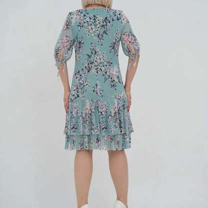 🌹Elegant chiffon long pleated dress with short sleeves