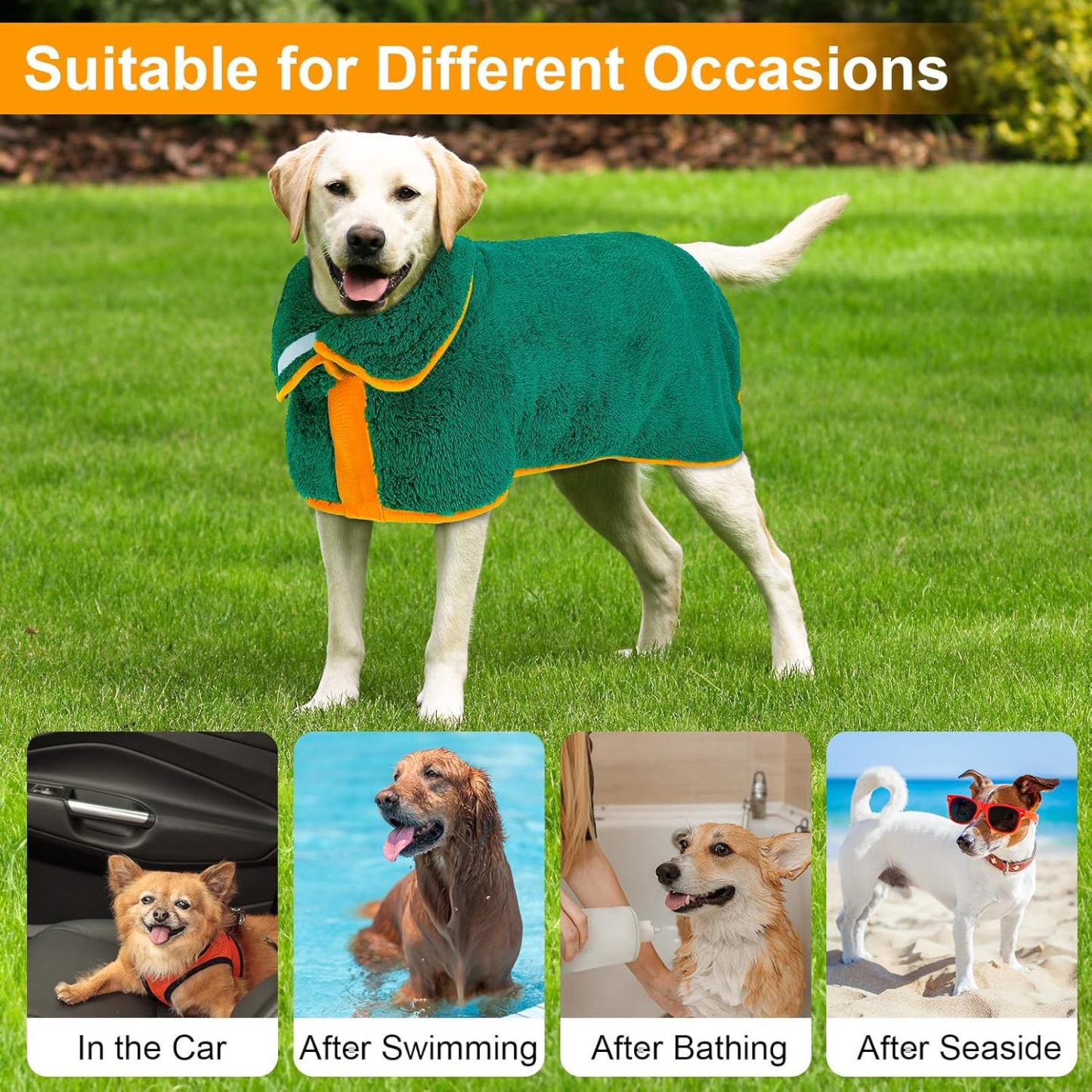 Dog Bathrobe Super Absorbent Dog Towels Large Quick Drying Robes for After Bath Soft Adjustable Warm Keeping Dogs Towel(S-XXL)