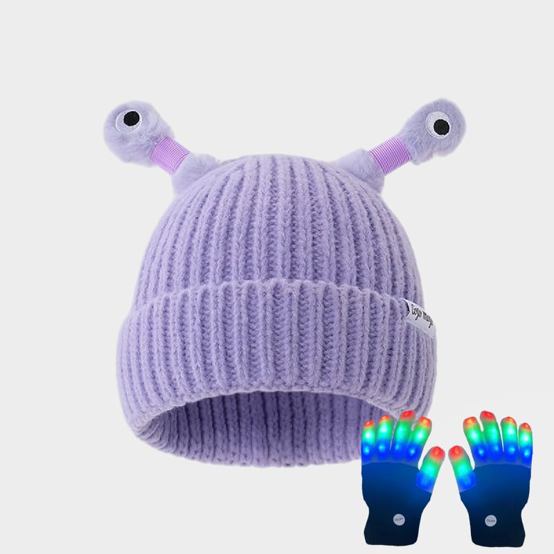 🔥Winter Parent-Child Cute Glowing Little Monster Knit Hat