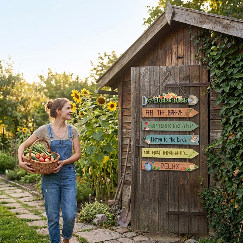 🏡Rustic Wooden Garden Hanging Sign Wall Decor Plaque