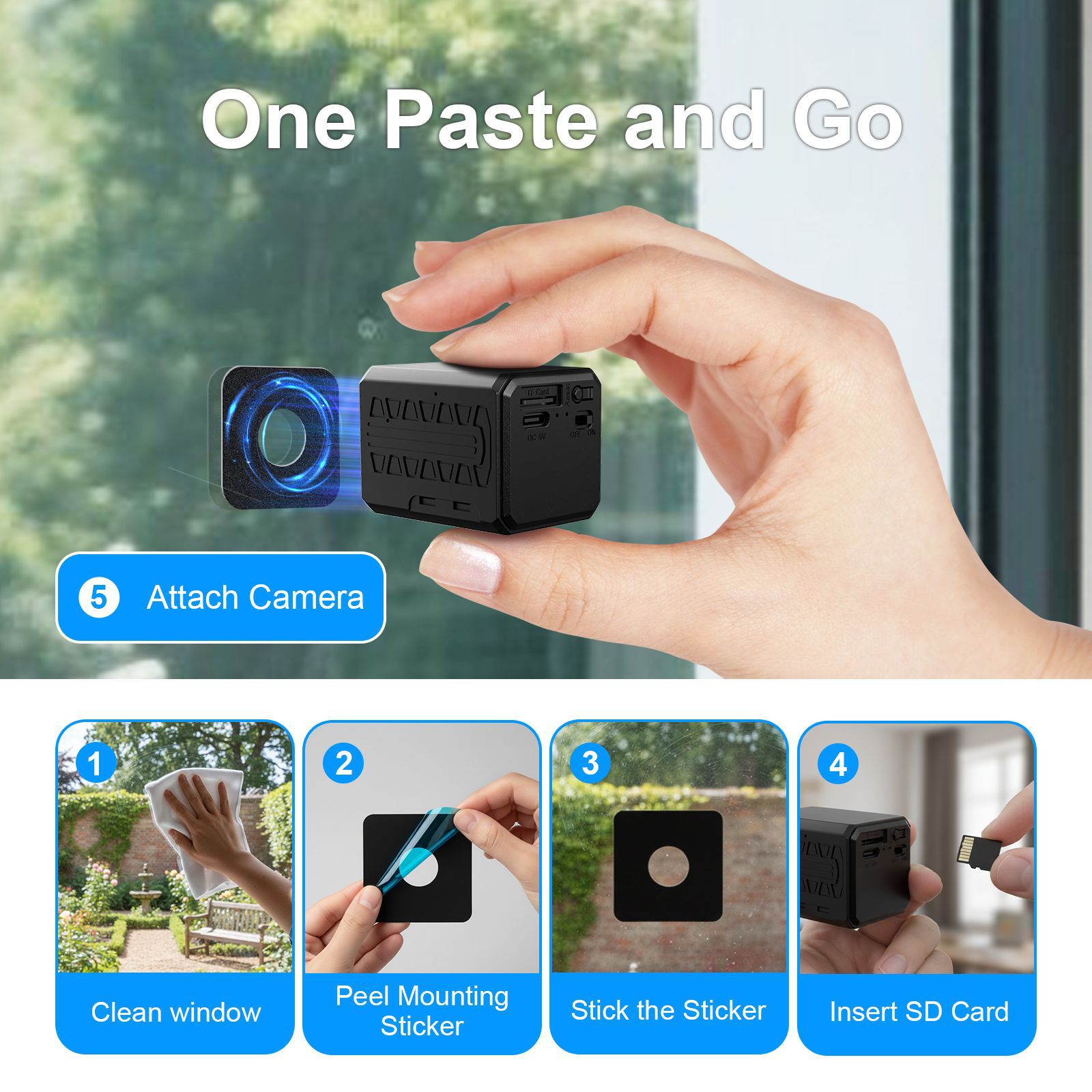 3MP Blacklight Full Color WiFi Indoor Battery IP Window Camera Pet Fish Camera