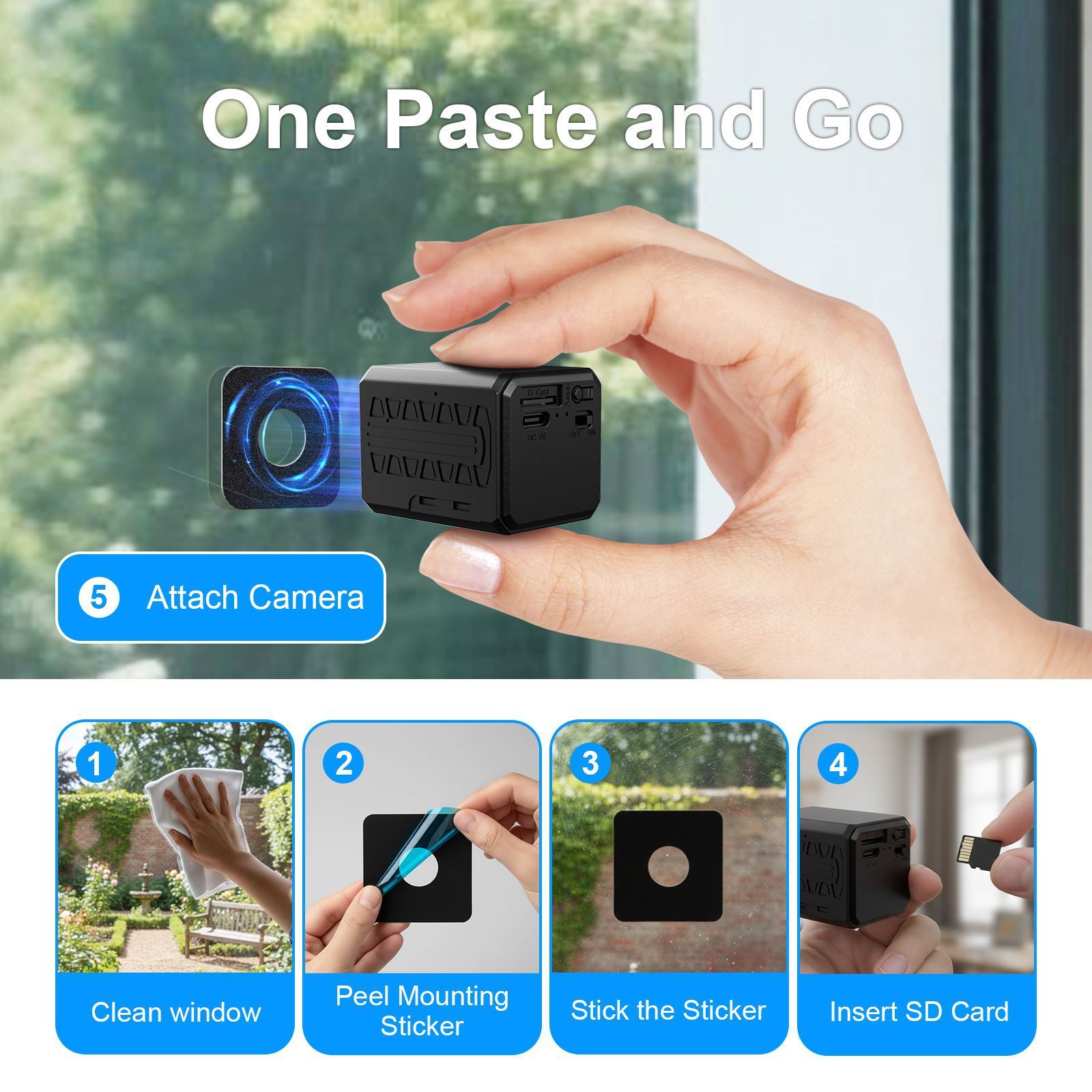 3MP Blacklight Full Color WiFi Indoor Battery IP Window Camera Pet Fish Camera