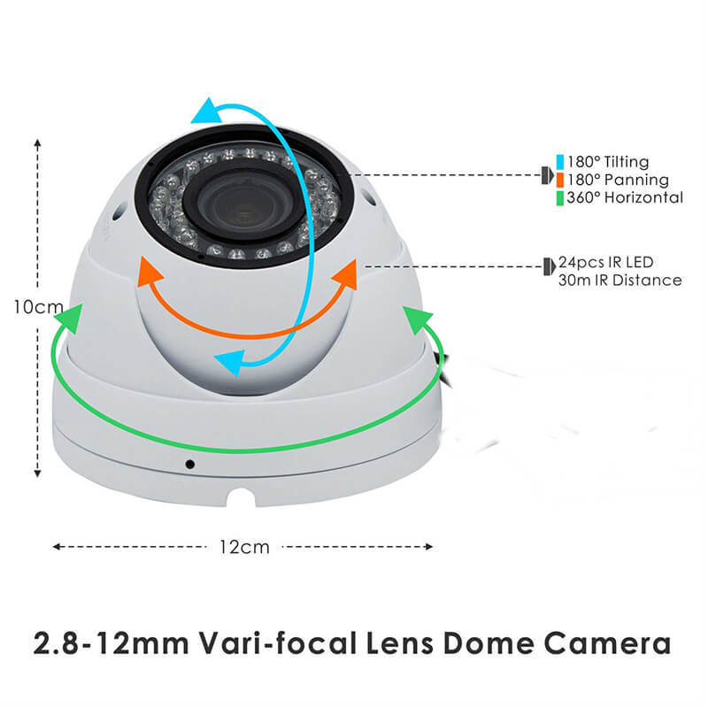 XMEye 3MP 6MP 8MP 2.8-12mm Manual Varifocal Lens Infrared IR Dome PoE IP Camera
