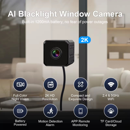 3MP Blacklight Full Color WiFi Indoor Battery IP Window Camera Pet Fish Camera