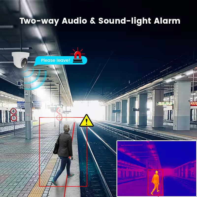 AI Dual-Spectrum Thermal Security Camera | Fire & Smoke Detection, Human/Vehicle AI Analytics, Temperature Measurement