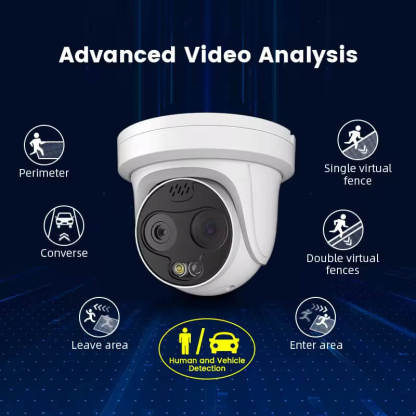 AI Dual-Spectrum Thermal Security Camera | Fire & Smoke Detection, Human/Vehicle AI Analytics, Temperature Measurement