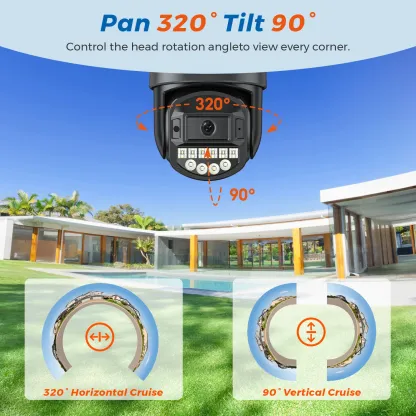 5K 10MP HD Wifi PTZ Camera Outdoor 8MP Dual Lens Dual Screen AI Auto Tracking IP Camera CCTV Audio Video Surveillance P2P O-KAM