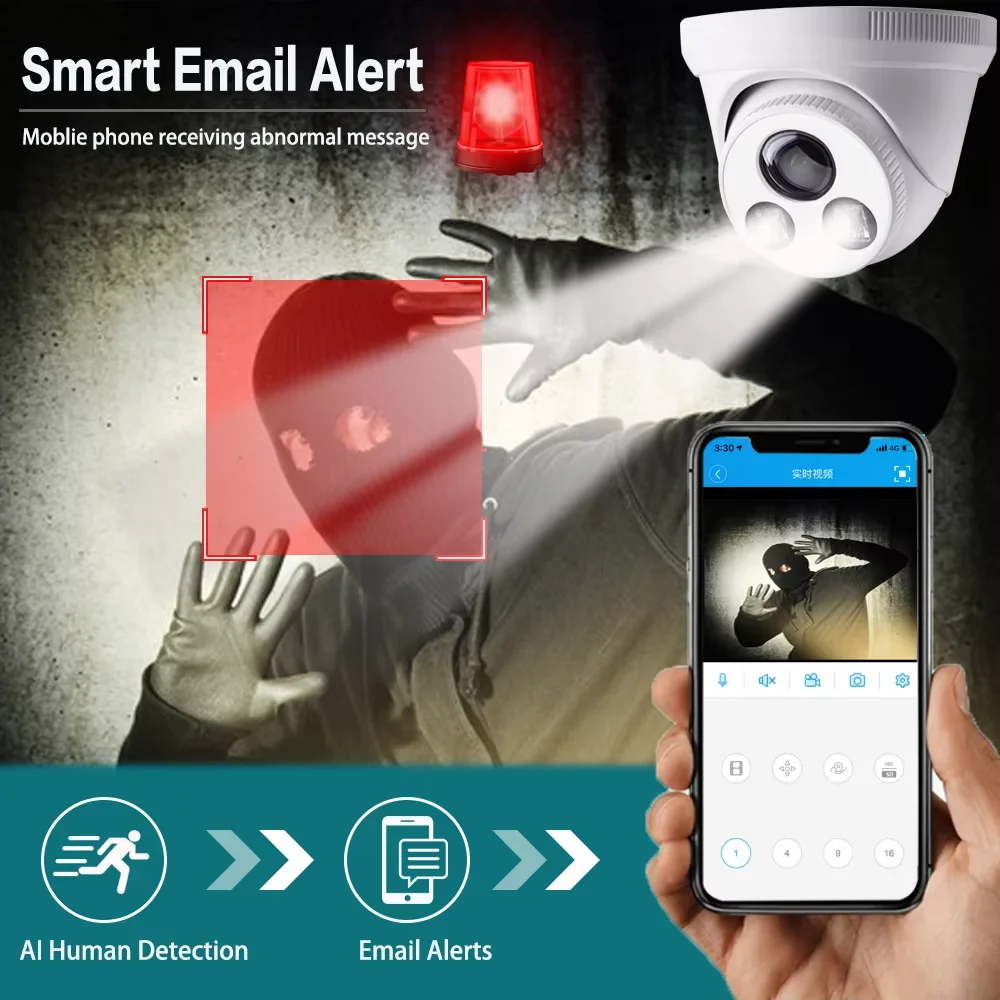 4K 8MP IP Security Camera 5MP 4MP Ultra Large Wide Angle Lens PoE Dome Surveillance Cam Color Night Vision Audio for Onvif NVR