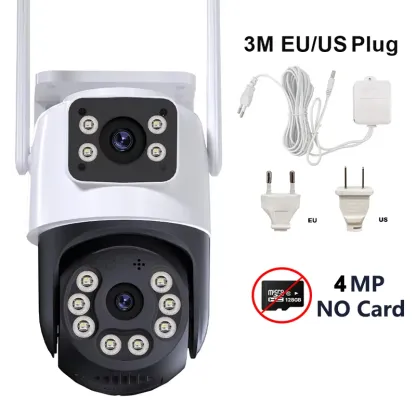 8MP 4K iCSee WiFi Camera PTZ Dual Screens Auto Tracking Night Vision CCTV Surveillance Camera Outdoor 6MP Security IP Camera