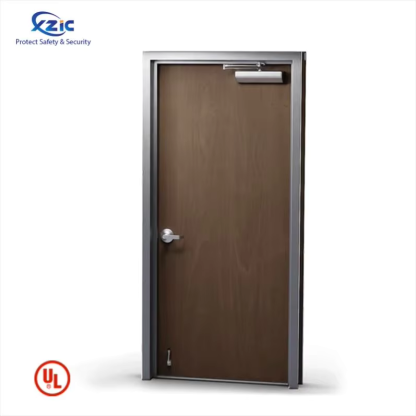 Rubber Sealing Ul Firedoor 90 Minutes Fire Wooden Door With Steel Frame