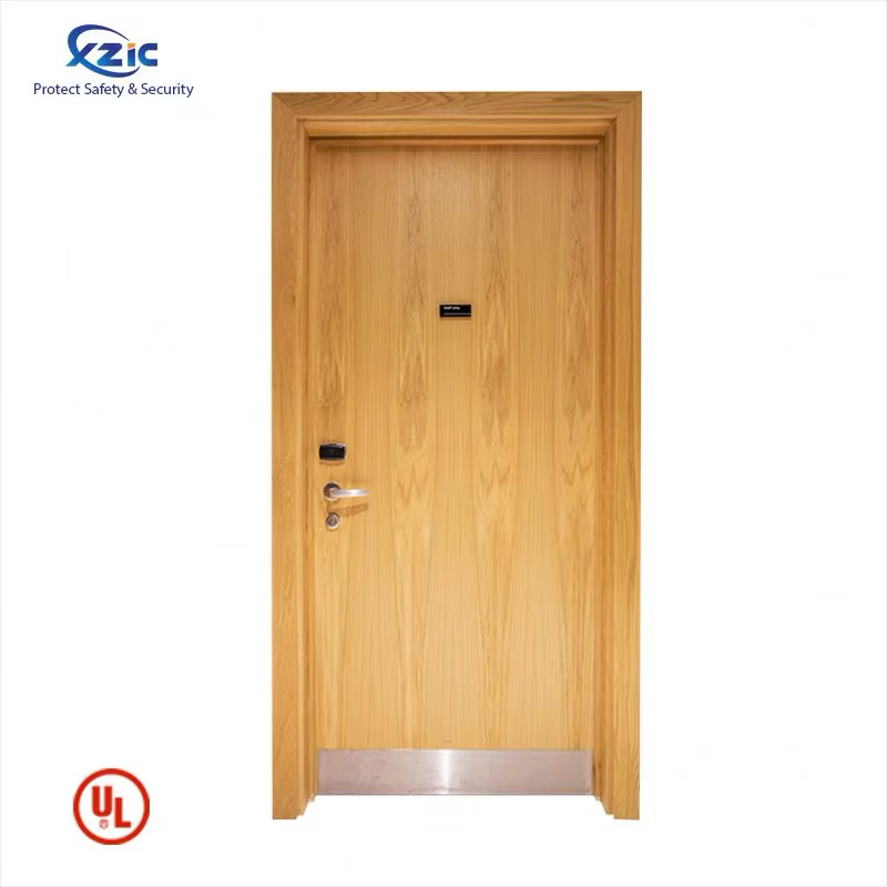 Rubber Sealing Ul Firedoor 90 Minutes Fire Wooden Door With Steel Frame