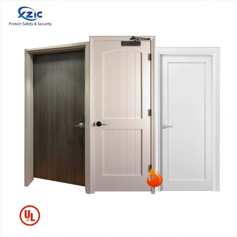 Rubber Sealing Ul Firedoor 90 Minutes Fire Wooden Door With Steel Frame