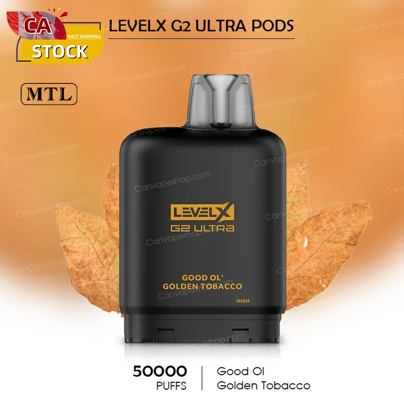 Good Ol Golden Tobacco - LevelX G2 Ultra Pods - 50000puffs-canvapeshop-Good Ol Golden Tobacco - LevelX G2 Ultra Pods - 50000puffs