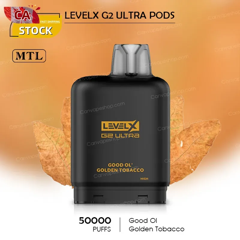 Good Ol Golden Tobacco - LevelX G2 Ultra Pods - 50000puffs-canvapeshop-Good Ol Golden Tobacco - LevelX G2 Ultra Pods - 50000puffs