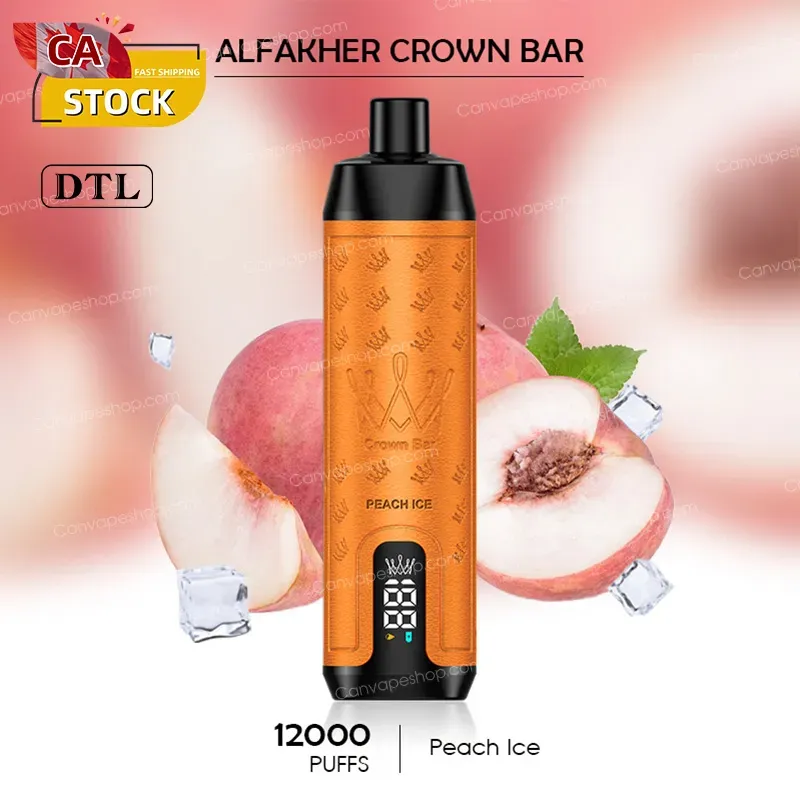 Peach Ice  - AL FAKHER CROWN BAR - 12000puffs-canvapeshop-Peach Ice  - AL FAKHER CROWN BAR - 12000puffs