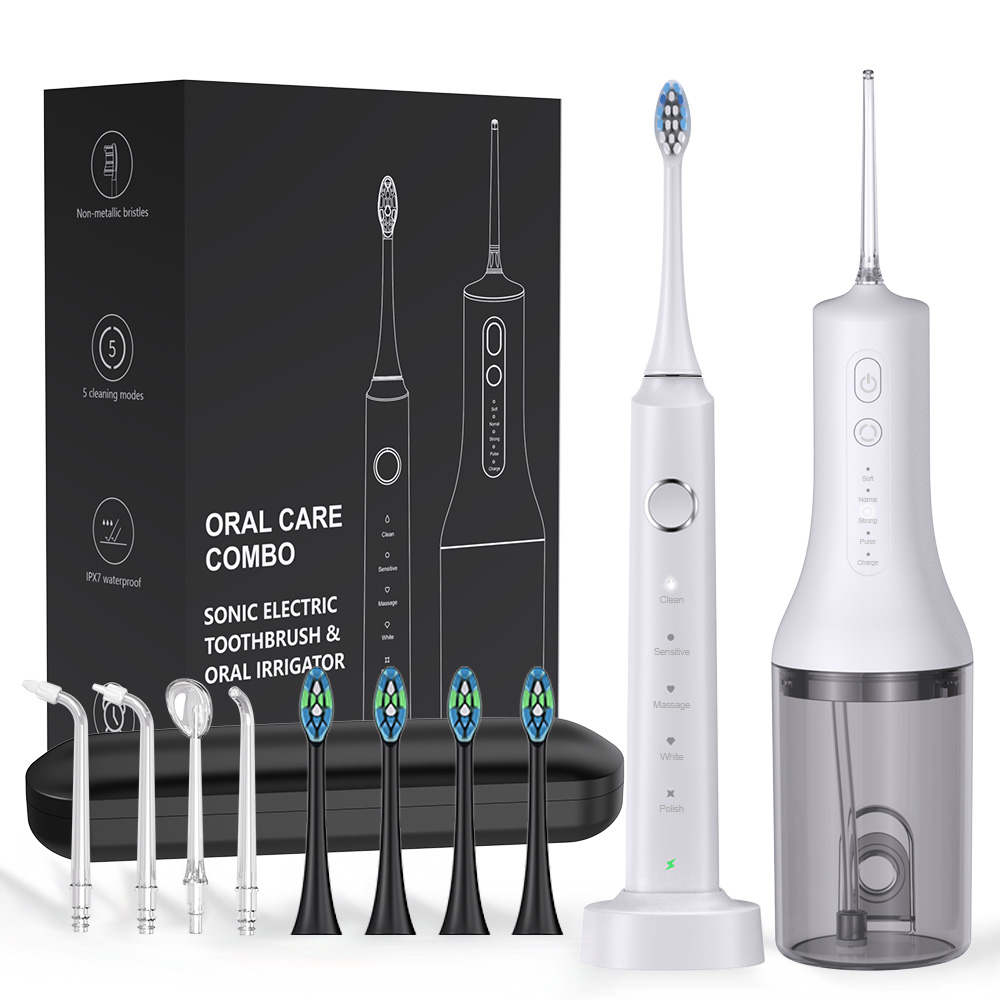 Ensemble combiné brosse à dents électrique sonique et jet dentaire