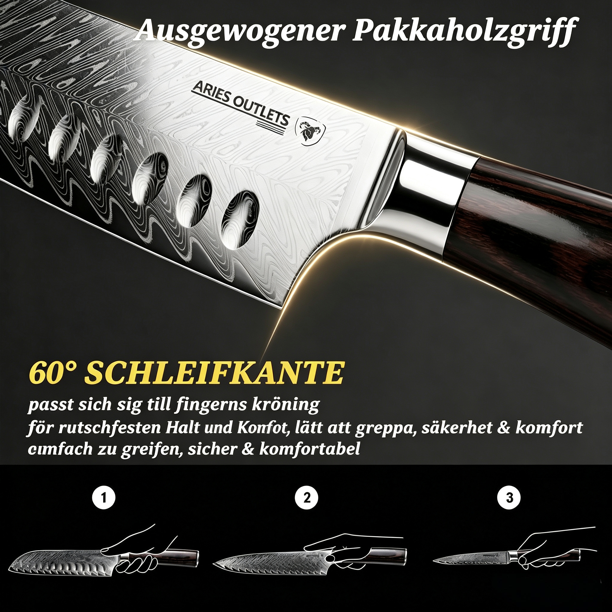 Aries Outlets Japanisches Damaststahl-Messerset (6-teilig)