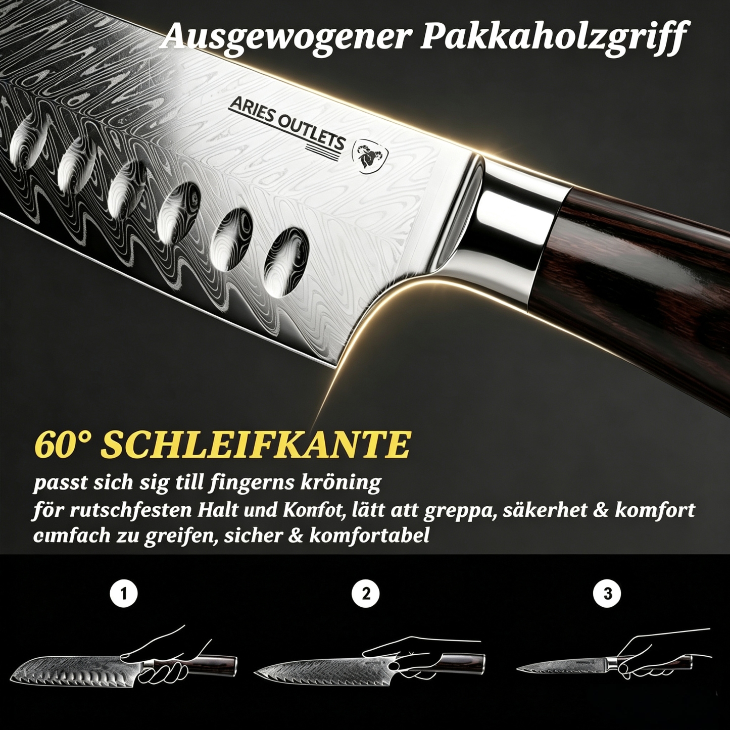 Aries Outlets Japanisches Damaststahl-Messerset (6-teilig)