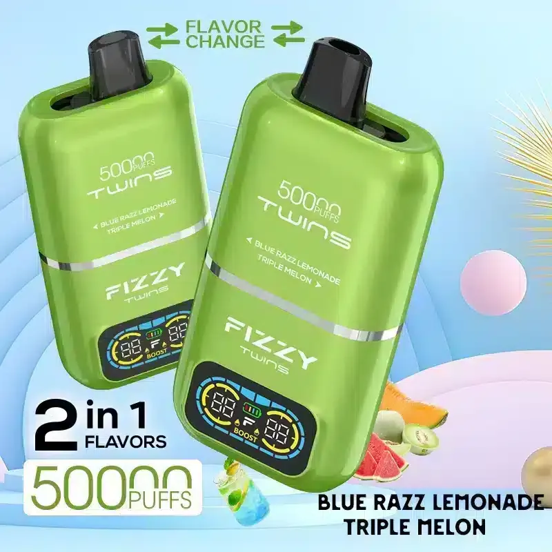Fizzy Twins Blue Razz Lemonade & Triple Melon – 50000 Puffs Disposable Vape