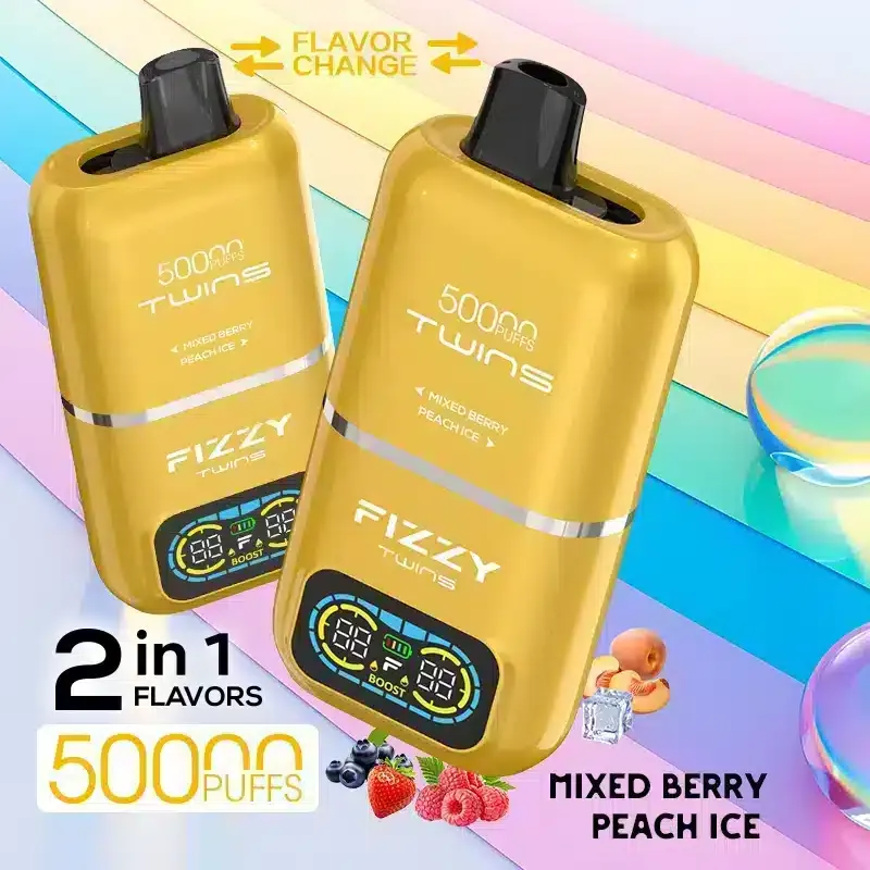 Fizzy Twins Mixed Berry & Peach Ice 50000 Puffs Disposable Vape
