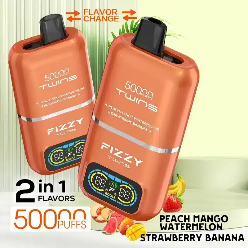 Fizzy Twins Peach Mango Watermelon & Strawberry Banana – 50000 Puffs Disposable Vape