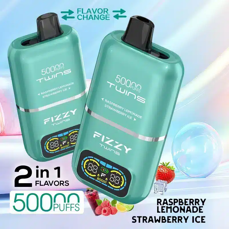 Fizzy Twins Raspberry Lemonade & Strawberry Ice – 50000 Puffs Disposable Vape