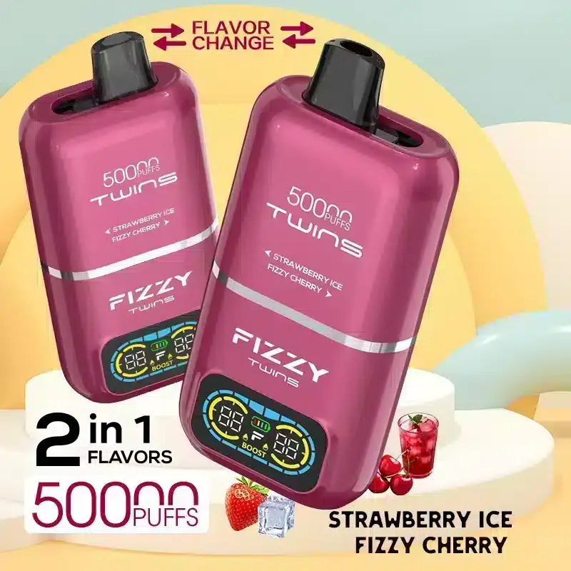 Fizzy Twins Strawberry Ice & Fizzy Cherry – 50000 Puffs Disposable Vape