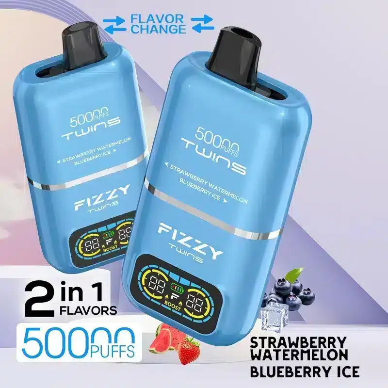 Fizzy Twins Strawberry Watermelon & Blueberry Ice – 50000 Puffs Disposable Vape