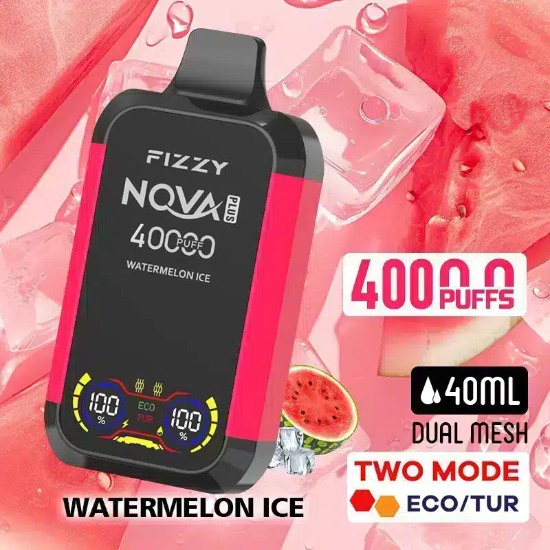 Fizzy Nova Plus Watermelon Ice – 40000 Puffs Disposable Vape